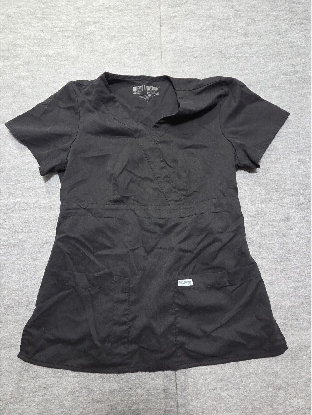 Grey's Anatomy by Barco Women's Small Black Scrub Top V Neck Medical Uniform